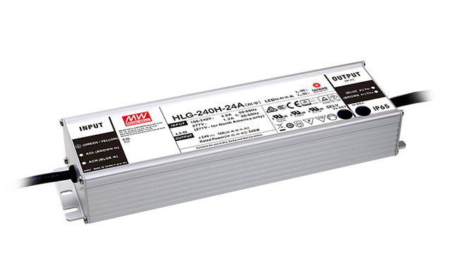 Driver LED Mean Well HLG-240H-24A 24VDC 240W 10A Io/Vo Ajuste manual