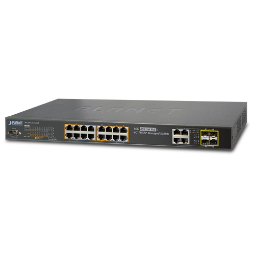 L2/L4 16-Port  10/100/1000T 802.3at 4-Port 100/1000X Security Switch, with Layer IPv4/IPv6 230W PoE Budget, ONVIF