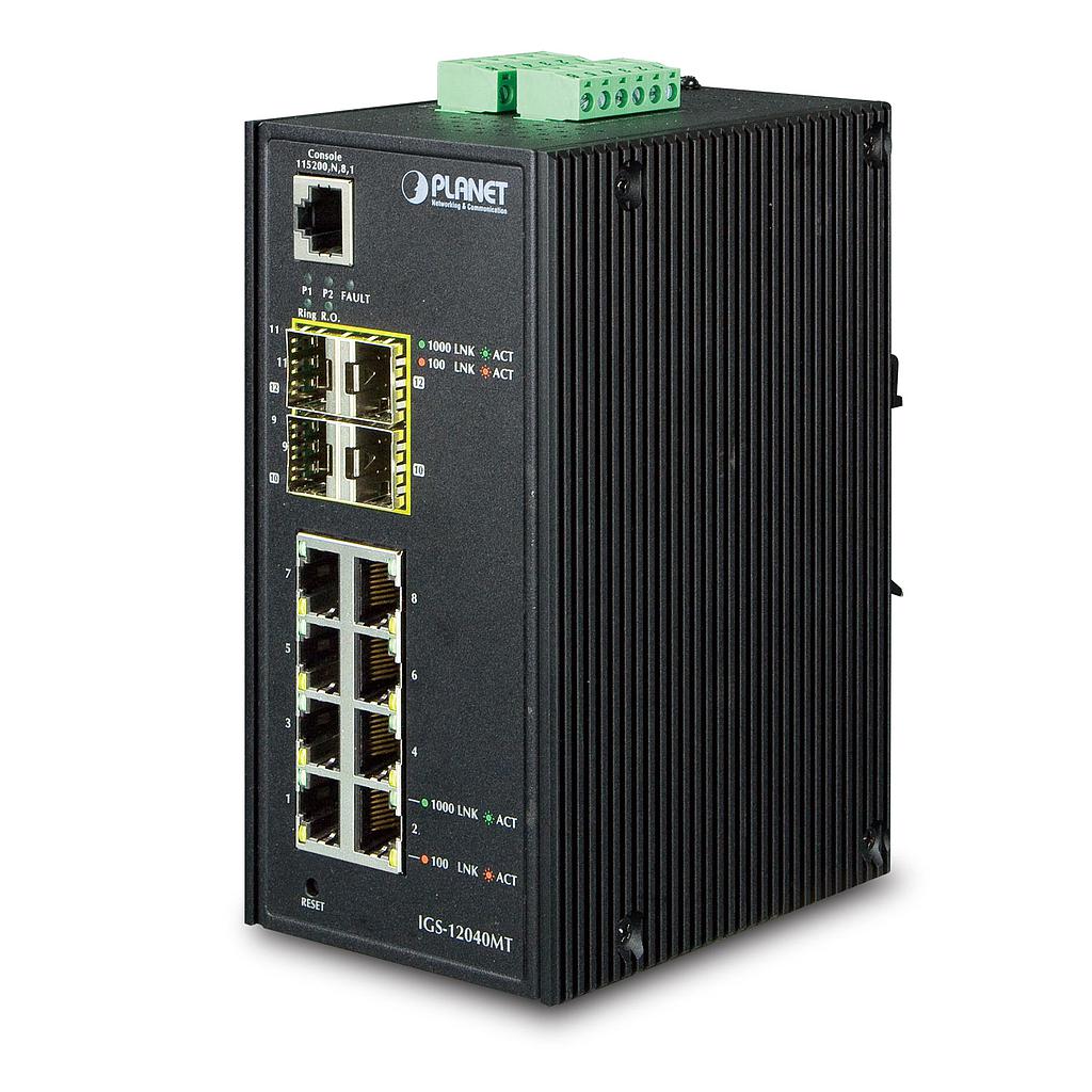 Switch Industrial 8 puertos 10/100/1000T + 4-Port 100/1000X SFP gestionado