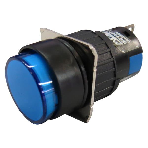 Pulsador 16mm redondo sin retención azul sin LED - 1 SPDT