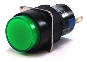 Pulsador 16mm redondo sin retención verde sin LED - 1 SPDT