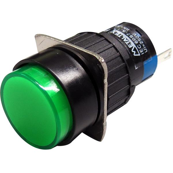 Piloto LED 16mm redondo - 220V - verde