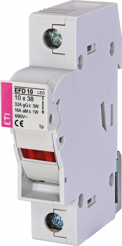 Base porta fusible marca ETI;  10x38; 1 polo ; 690VAC máx. con indicador LED