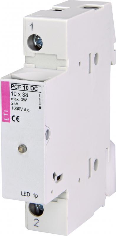 Base Portafusible ETI PCF 1 polo 1000VDC 25A Max. para fusibles 10x38mm, Con indicador LED