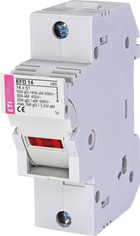 Base porta fusible marca ETI EFD;  14x51; 1 polo, con Indicador LED
