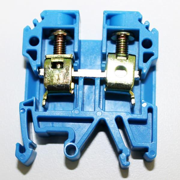 conector de paso 10mm P/ riel DIN TS32 / TS35 color azul