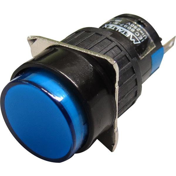 Botón luz piloto LED 16mm redondo-220Vcolor azul