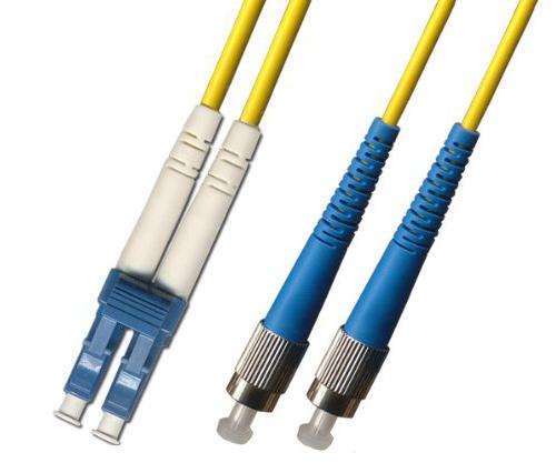 LC/UPC-FC/UPC Duplex SM 9/125 Fiber Patch Cable, 2.0mm Riser Yellow Jacket, 2M