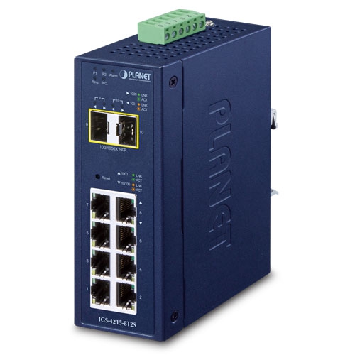 IP30 Industrial L2/L4 8-Port 10/100/1000T + 2-Port 100/1000X SFP Managed Switch 