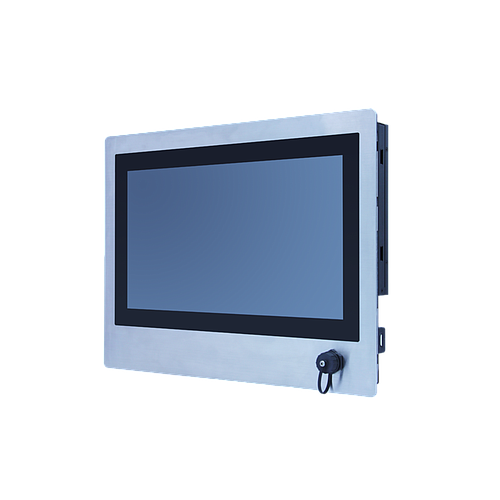 15" 16:9 (1366 x 768), 300 nits, Stainless Steel 316 IP65 front panel, with Projected capacitive touch screen, Front End IP66 USB connector, 1 VGA, 1 DP, 1 HDMI, USB interface, DC 12~24V, Phoenix connector