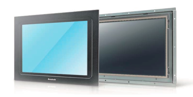 12" 4:3 (1024 x 768) 450 nits, IP54 front panel, 5-wire Resistive touch screen, USB & RS-232 interface, 1 x VGA, DC 12~24V, phoenix connector