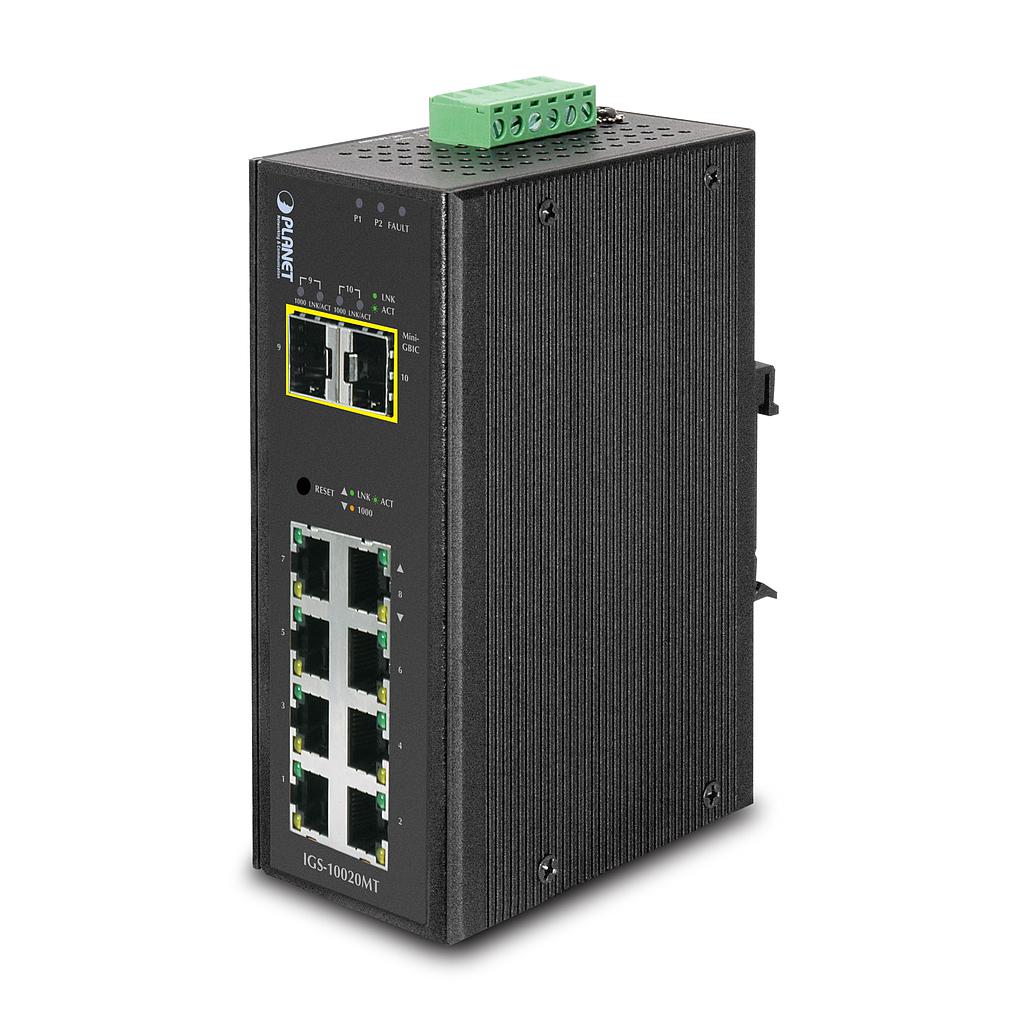 Industrial 8-Port 10/100/1000T + 2 100/1000X SFP Managed Switch 