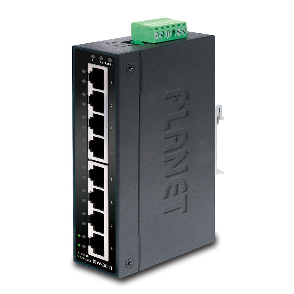 8-Port 10/100TX Industrial Fast Ethernet Switch (-40~75 C temperature)
