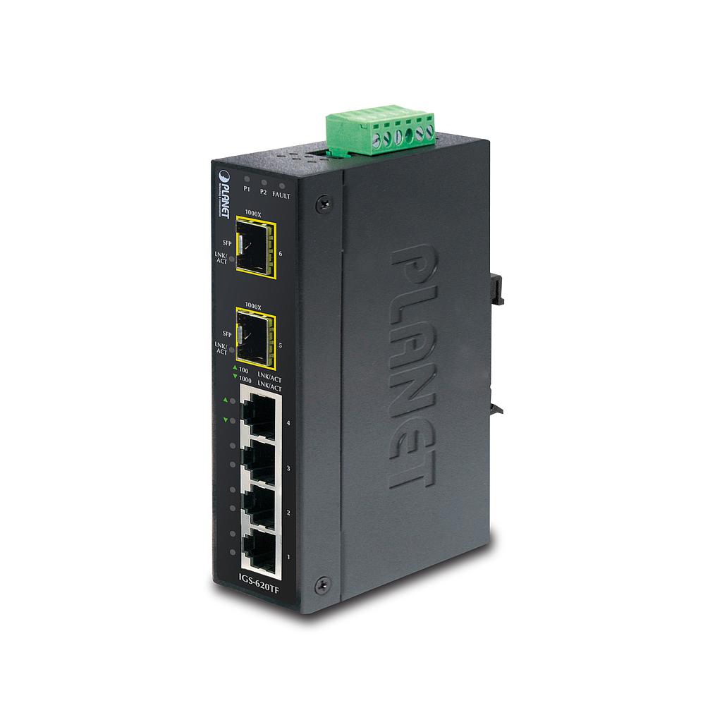 Industrial 4-Port 10/100/1000T + 2-Port 100/1000X SFP Ethernet Switch