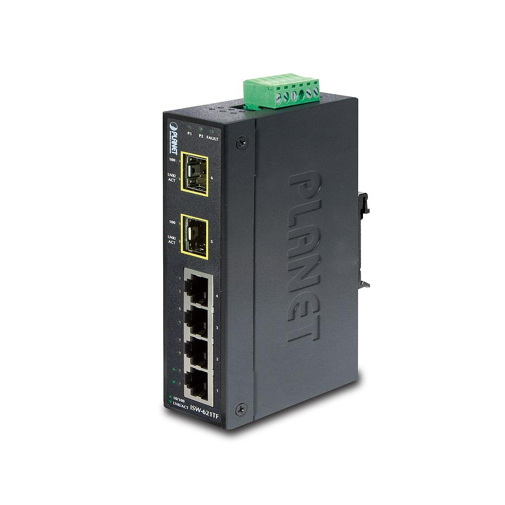 Switch Ethernet industrial SFP de 4 puertos 10/100Base-TX + 2 puertos 100Base-FX