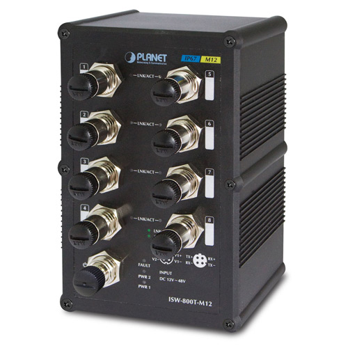 Switch Industrial IP67 de 8 puertos 10/100Mbps M12 Fast Ethernet