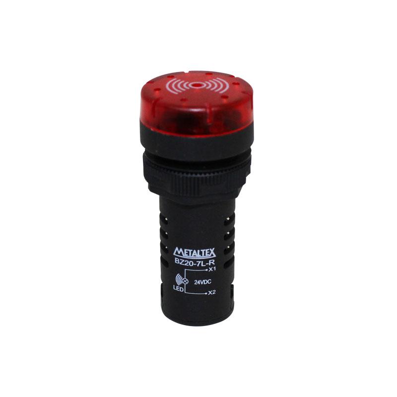 Buzzer 22mm sonoro con LED 24VCA/CC rojo