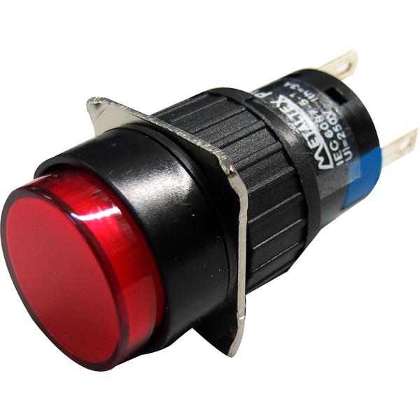 Pulsador iluminado 16mm redondo con retención rojo 24V - 1 Inversor