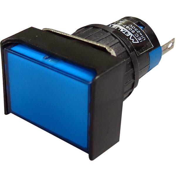 Piloto LED 16mm rectangular - 220V - azul