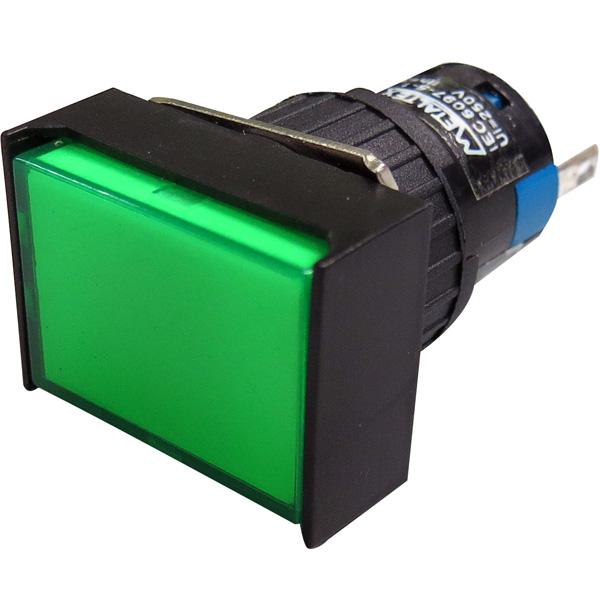 Piloto LED 16mm rectangular - 220V - verde