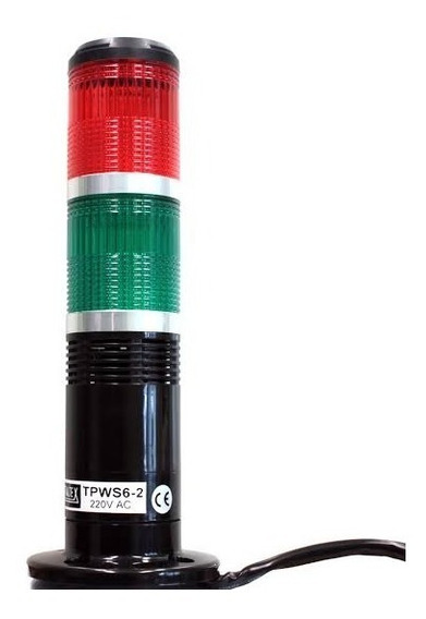 Señalero Torre 60mm Luz continua y parpadeante Sirena 24V Negra rojo-verde