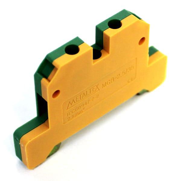 conector tierra 2,5mm con tapa para riel DIN TS35/TS35 color verde/amarillo