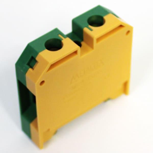 conector tierra 35mm con tapa para riel DIN TS35/TS35 verde/amarillo