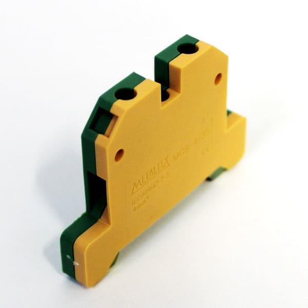 conector tierra 4mm con tapa para riel DIN TS35/TS35 verde/amarillo