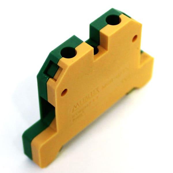 conector tierra 6mm con tapa para riel DIN TS35/TS35 verde/amarillo