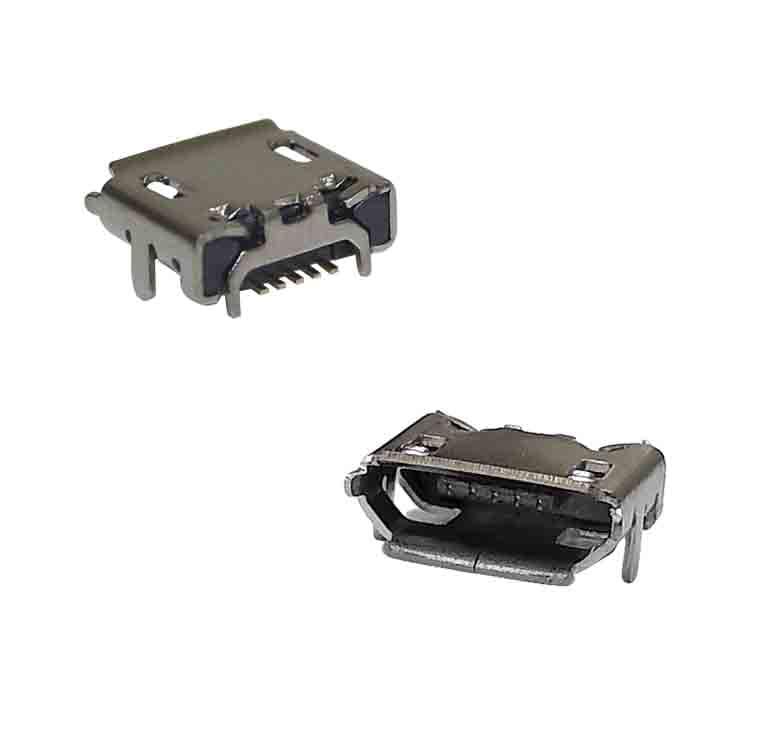 conector MICRO USB hembra, TIPO B, 5 pines, 90 malla de protección, SMD