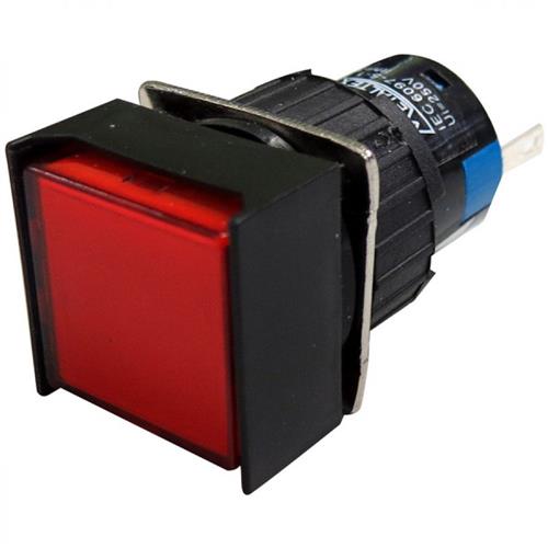 Botón luz piloto LED 16mm cuadrado-220V color rojo