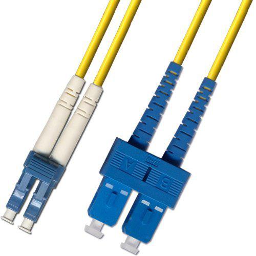 LC/UPC-SC/UPC Duplex SM 9/125 Fiber Patch Cable, 2.0mm Riser Yellow Jacket, 3M
