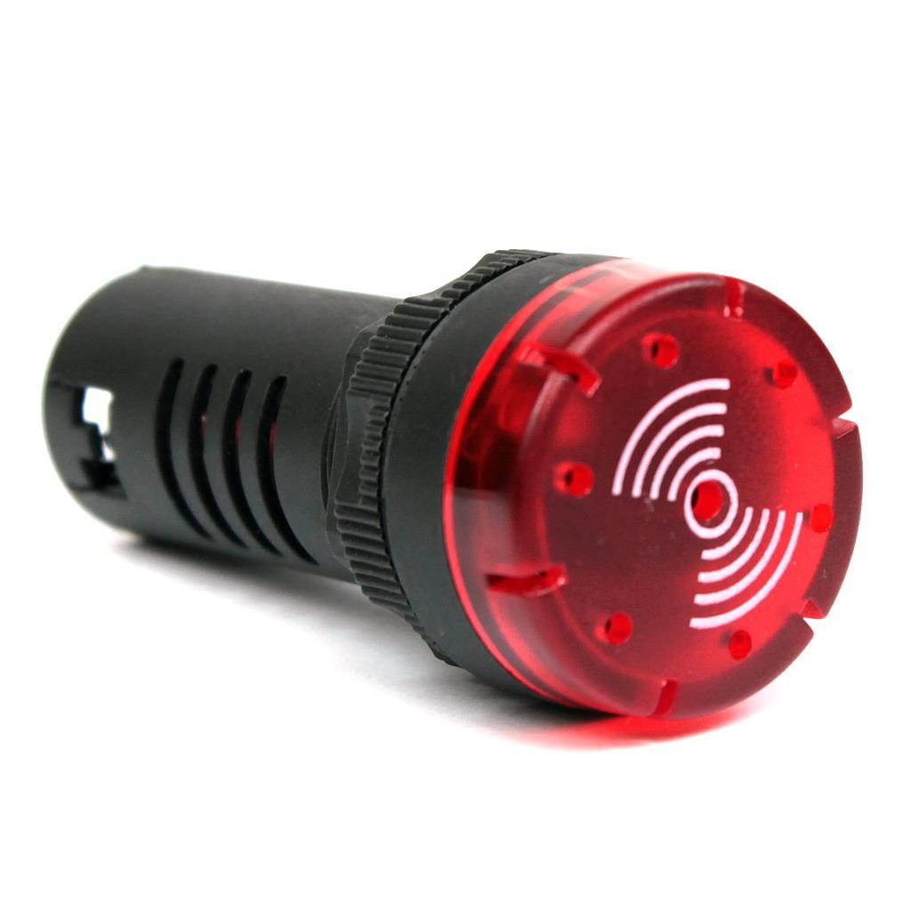 Buzzer 22mm sonoro con LED 12VCA/CC rojo
