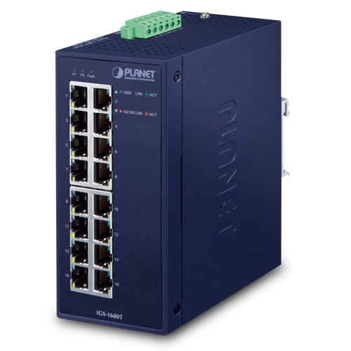 IP30 Industrial 16 Port 10 100 1000T Gigabit Ethernet Switch