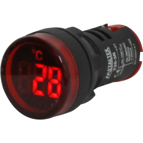 Medidor Digital de temperatura 22mm rojo 50 a 380VAC