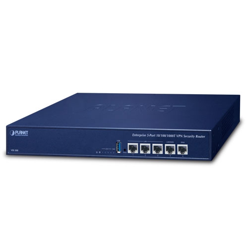 Enterprise 5-Port 10/100/1000T VPN Security Router (Dual-WAN Failover and Load Balancing, Cyber Security, SPI Firewall, IPv4/IPv6 Filtering, Content Filtering, DoS Attack Prevention, Port Range Forwarding, SSL VPN and robust hybrid VPN (IPSec/GRE/PPTP/L2TP), IPv6, SNMP, PLANET Easy-DDNS, High Availability, AP Controller, Captive Portal, RADIUS)