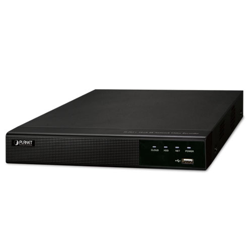 H.265 16-ch 4K(8MP) Network Video Recorder: H.265(+)/H.264(+), 1*SATA HDD, HDMI/VGA, 2-way Audio, 2*USB, Feature-rich OSD, 10 languages, e-mail and buzzer notification, Google Drive Cloud storage, ONVIF, PLANET Easy-DDNS, 256-ch CMS(PVMS), Intelligent Motion Detection & Video Loss Event, Mobile APP