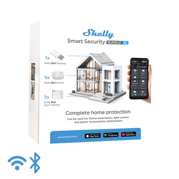 Paquete XL de seguridad inteligente Shelly BLU. Bluetooth. Puerta/Ventana, Sensores de movimiento y Pasarela. (copiar)