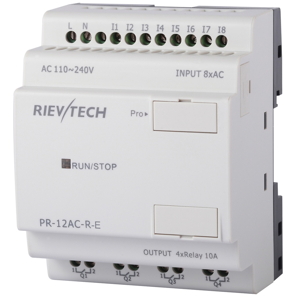 PLC programable AC 8 entradas 4 salidas Rievtech PR-12-E