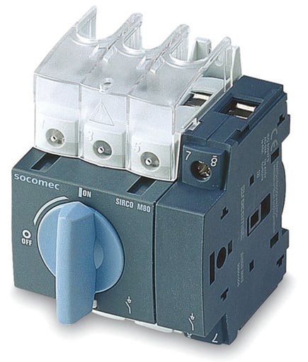 Interruptor - seccionador 3 polos 690VAC, modular, carril DIN o panel, SIRCO M (Socomec - Francia)