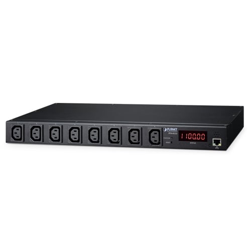 PLANET IPM-8222 - PDU Gestionable IP 8 Tomas IEC con Medición y Monitoreo Ambiental (1U)