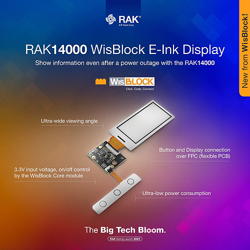 WisBlock Módulo Display E-Paper White-Black-Red